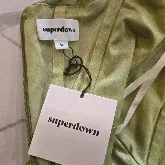 NWT Revolve x Superdown Ashlyn Corset Runched Dress Matcha Green Womens Small - Picture 9 of 11